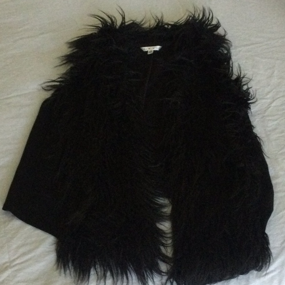 Vintage Black Faux Cabi Fur Women's Vest